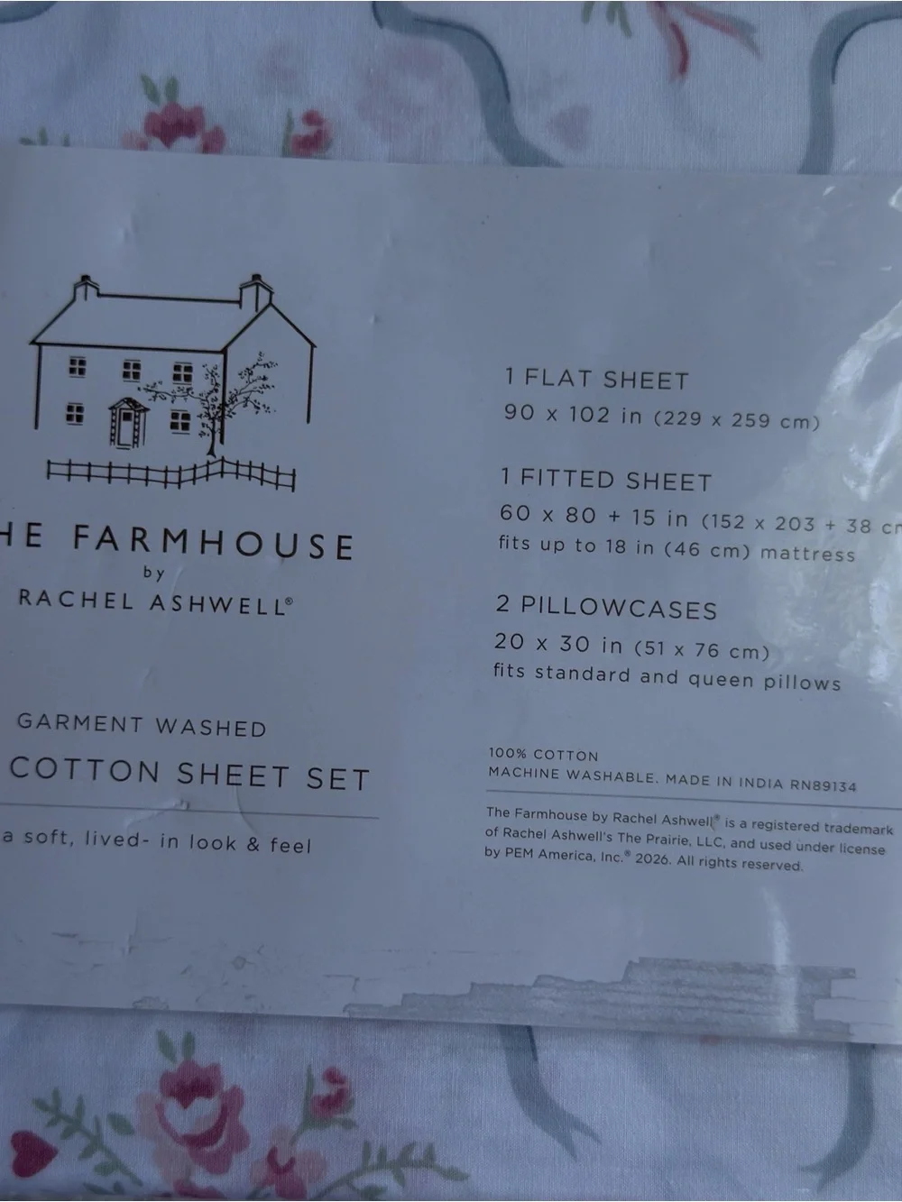 The Farmhouse by Rachel Ashwell Queen Pink Floral Cotton Sheet Set
